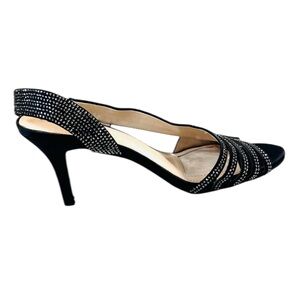 Alex Marie NEW Rhinestone Strap Heel Sandals, Black, Size‎ 8